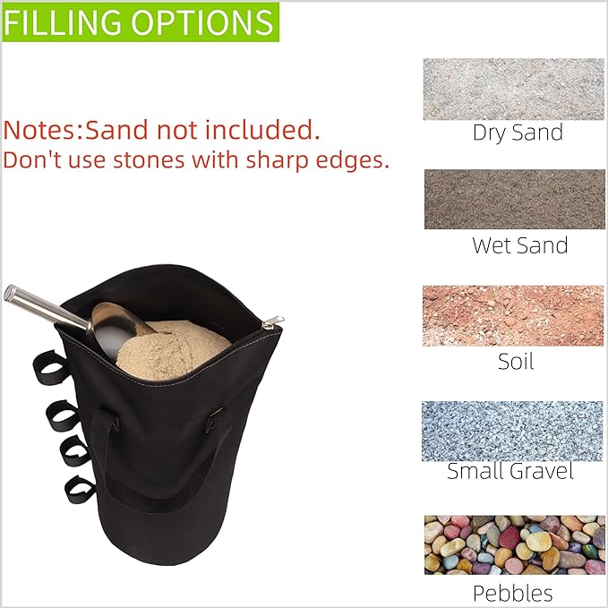 Zipper Top Sand Bags for Canopy Legs (120LBS Load Capacity, Without Sand) Sand Bags for Weight - Sandbags for Gazebo Legs, Pop Up Canopy Tent Weights - Canopy Weight Bags, Set of 4