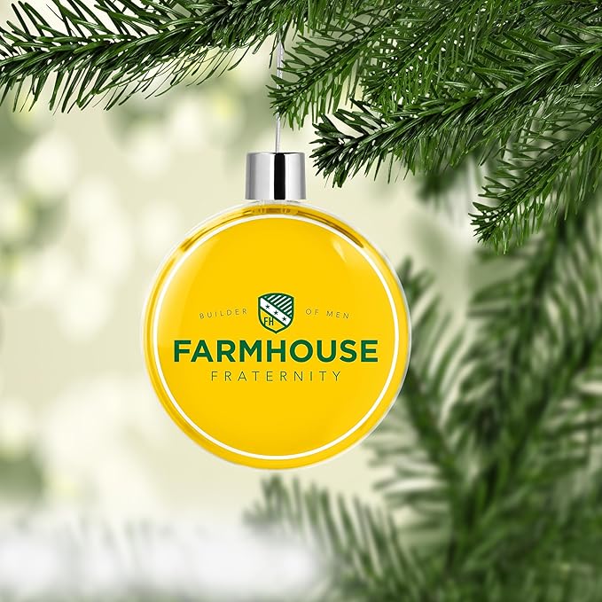 Farmhouse Round Flat Christmas Tree Ornament Decoration for Tree Party Home Holiday Decor (Farmhouse 5)