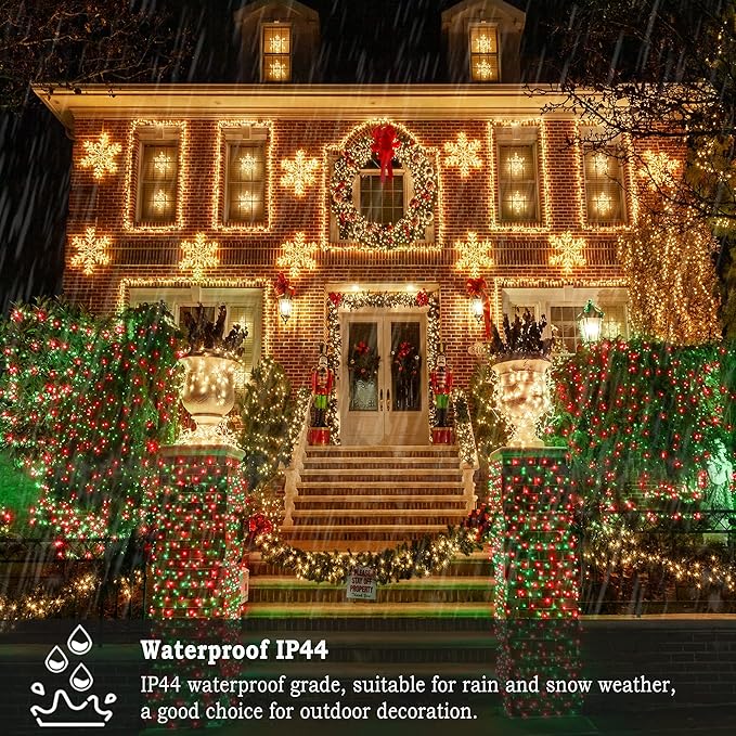 KNONEW 403ft 1000 LED Christmas String Lights Outdoor 8 Modes & Timer Fairy Light Plug in Waterproof Outside Lights for Xmas Yard Tree Wedding Party Holiday Decorations (Red and Green)