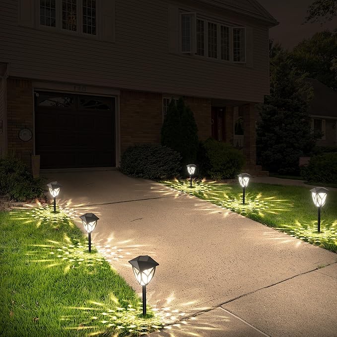 Ensenior 8-Pack Solar Lights Outdoor, 16.77" 3000K LED Solar Garden Lights for Pathway, Yard, Patio, Walkway, Planter, Waterproof, Energy-Efficient Landscape Lighting