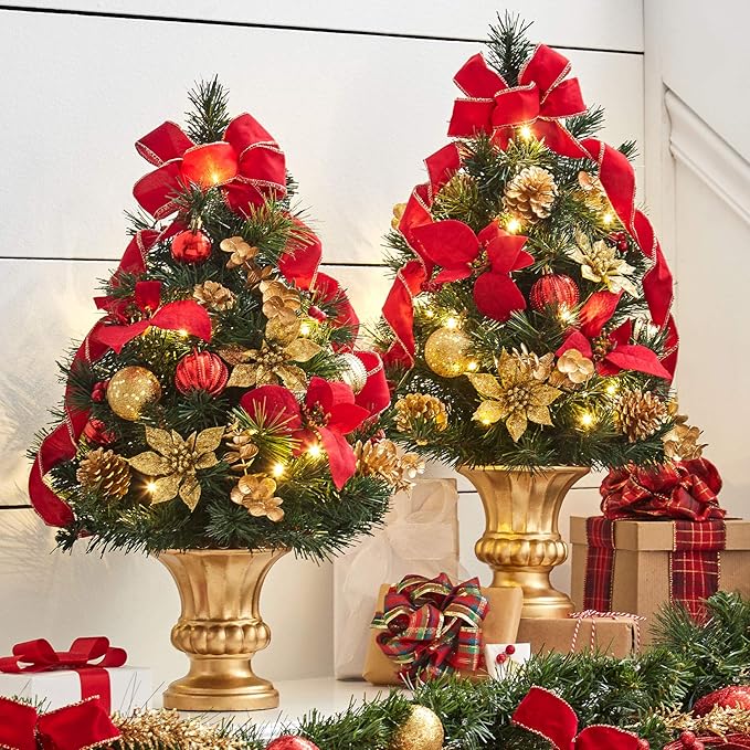 BrylaneHome 24" H Tabletop Christmas Tree - Gold