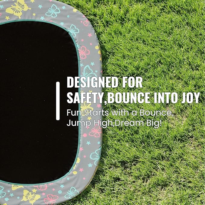 LAMERGE 55" 7-in-1 Round Trampoline for Kids Boys & Girls Ages 1-8, Indoor & Outdoor Trampoline for Fun, Adjustable Height Handrail ๏ผ Enclosed Safety Net ๏ผ Durable Designs for Toddlers Children
