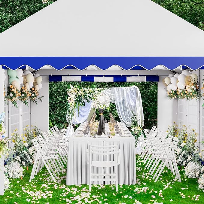 Tents for Parties Party Tent 16x32 ft, Outdoor Canopy Carpas para Fiestas Heavy Duty, Large Waterproof Patio Event Wedding Tent White & Blue with Sidewalls Walls for Backyard