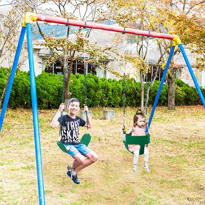 Toddler Swing Set for Outside - High Back Full Bucket Seat with 4 Hanging Straps and Hooks for Kids, Infants, Baby - Outdoor Tree Swing