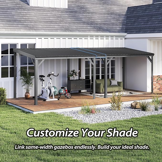 Gazebo Connector Kit - for 8ft Width Wall Mounted Gazebos, Durable Steel Expansion Linker, Rustproof & Easy Assembly for 8'x8' and 8'x10' Lean to Gazebos