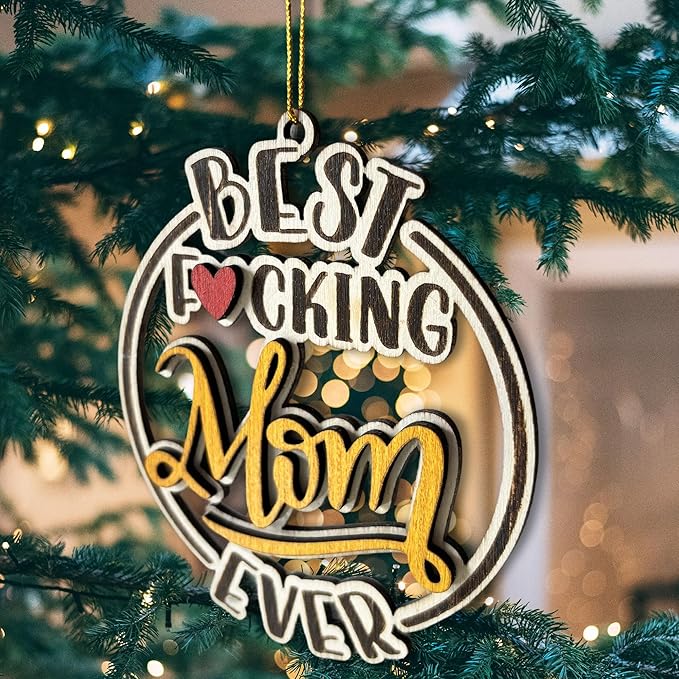#1 Mom Wooden Christmas Ornament – Best Mom Ever 2025, Mother’s Day Tree Décor, Hero Ornament