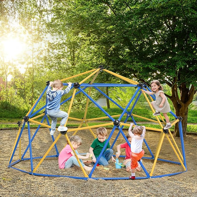 Climbing Dome, 10FT Geometric Dome Climber Jungle Gym Playground Backyard for Kids, 2025 Upgraded Model Indoor Outdoor Toddler Play Equipment, Safety Certified, Easy Assembly