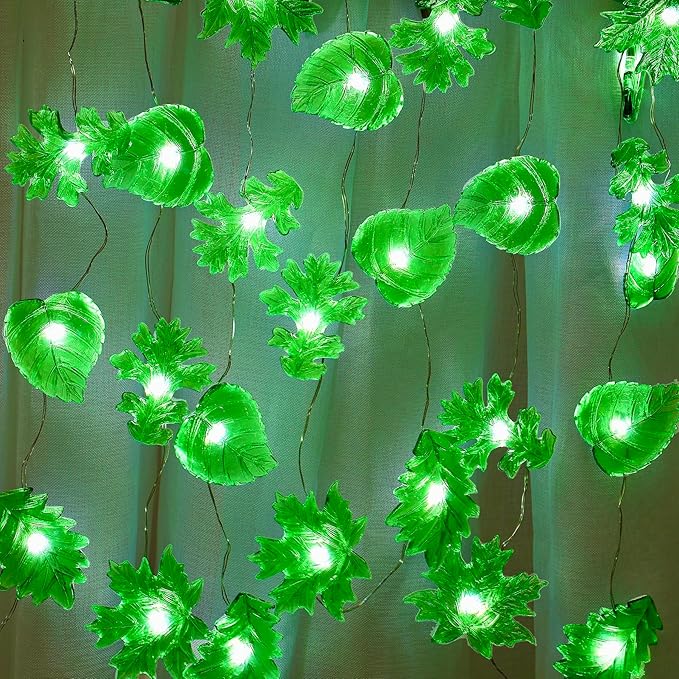Twinkling Leaf Oasis Vine Lights 14ft Solar String Lights with 40 LED Artificial Ivy Vines Greenery Garland, Fake Hanging Plants for Bedroom Outdoor Decor, Solar Lights for Garden