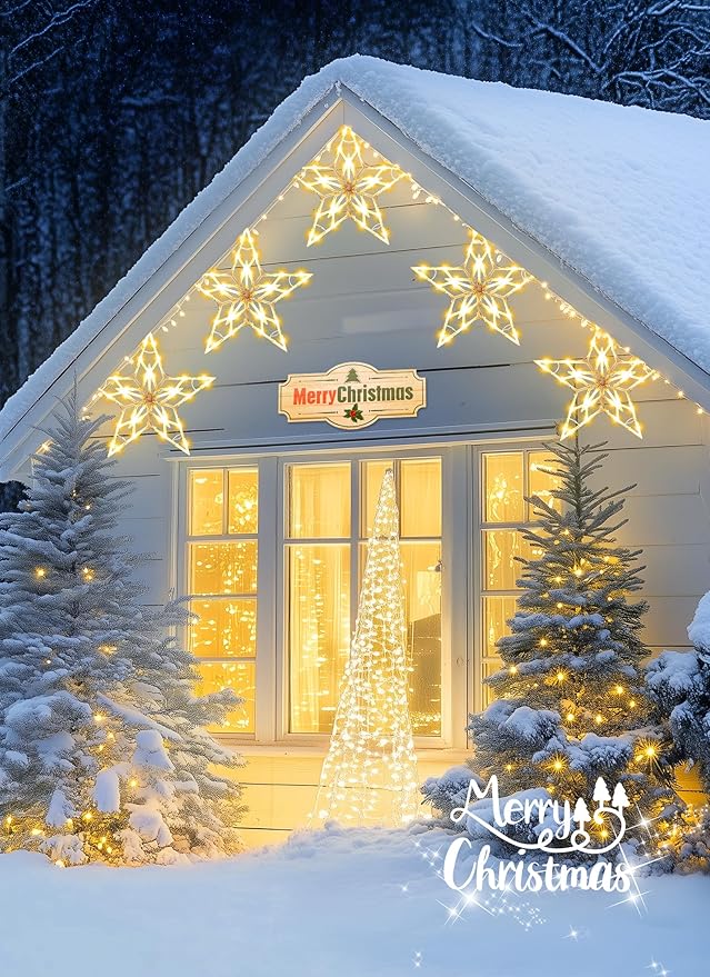 Brightown Pathway Lights Outdoor Christmas Decorations, Set of 10 Large Waterproof Stake Decorative Light for Outside Sidewalk Yard Lawn Path Walkway Driveway Marker Stake, Warm White