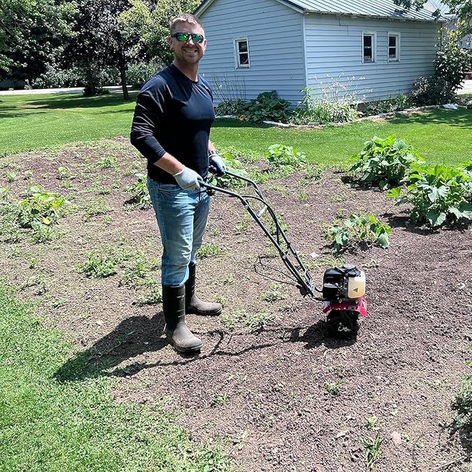 Thunderbay Cultivator 2Cycle 52cc Gas Powered Tiller w/Adjustable 4 Steel Tines Small Rototiller