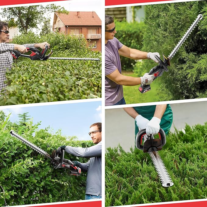 EWORK 20V 22-Inch Electric Hedge Trimmer Cordless 5/8 Cutting Capacity, Lightweight 4.3 Lbs, Battery Powered Bush Trimmer, Handheld Shrub Trimmers with Battery and Charger for Garden, Yard