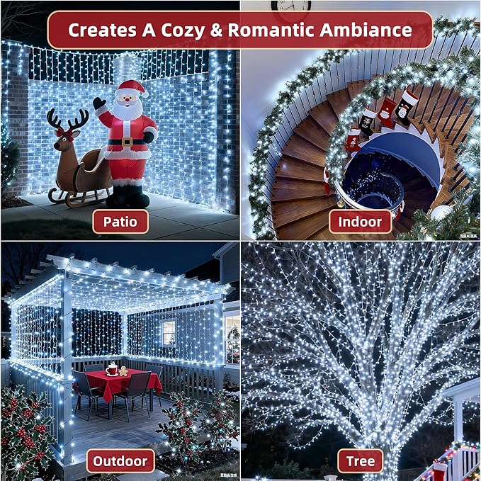 240ft Outdoor Christmas Lights, 750 LED Super Long String Lights 12 Modes & Timer Memory, Dimmable Outsite Waterproof Light Strings for Xmas Tree Garden Wedding Party Holiday Decorations Cool White