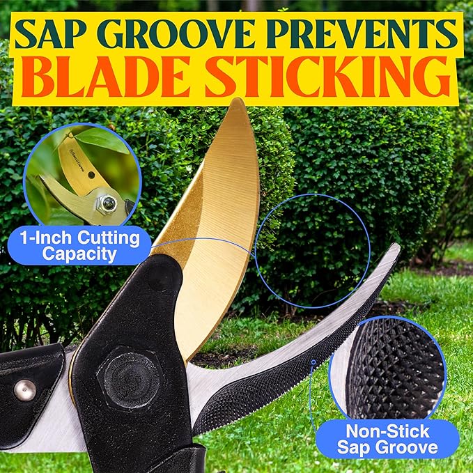 Haus & Garten ForgedPRO 8.75 Heavy Duty Professional Titanium Bypass Pruning Shears - Use As Pruners, Garden Shears, Handheld Pruning Shears For Gardening, Clippers, Garden Scissors, Pruner Tool