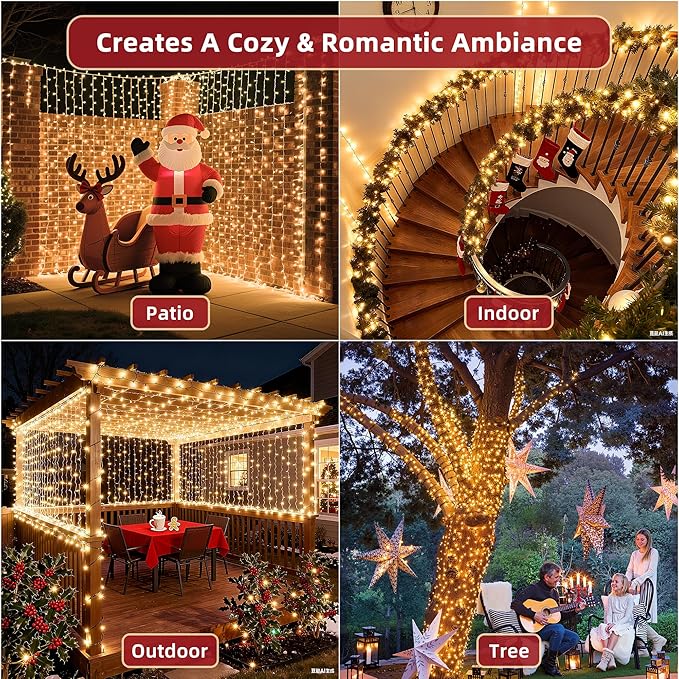 240ft Outdoor Christmas Lights, 750 LED Super Long String Lights 12 Modes & Timer Memory, Dimmable Outsite Waterproof Light Strings for Xmas Tree Garden Wedding Party Holiday Decorations Warm White