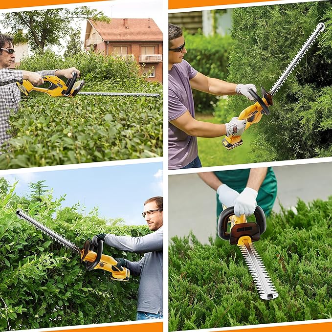 EWORK 20V Cordless Hedge Trimmer 22-Inch Electric Bush Trimmer, 5/8 Cutting Capacity, Battery Powered Lightweight Handheld Shrub Trimmers with Battery and Charger for Garden, Yard