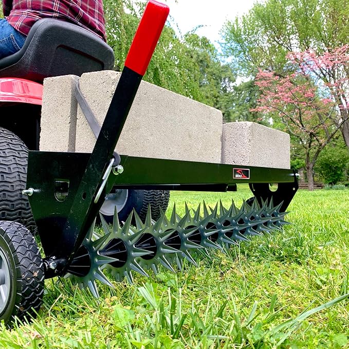 Brinly SAT2-40BH-P Tow Behind Spike Aerator with Transport Wheels, 40 - Carbon