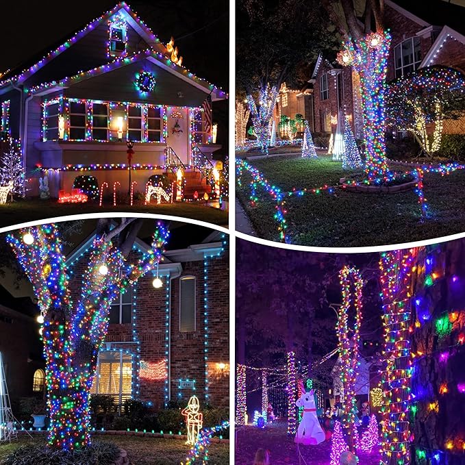 kemooie 500 LED Multicolor Christmas Lights, 164 FT 8 Lighting Mode Plug in Fairy Light Outdoor, IP44 Waterproof String Lights for Outdoor Indoor Wedding Party Xmas Decorations (Multicolor)