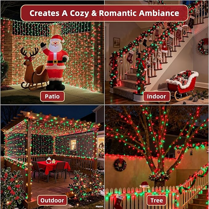 470ft Outdoor Christmas Lights, 1500 LED Super Long String Lights 12 Modes & Timer Memory,Dimmable Outsite Waterproof Light Strings for Xmas Tree Garden Wedding Party Holiday Decorations Red &Green