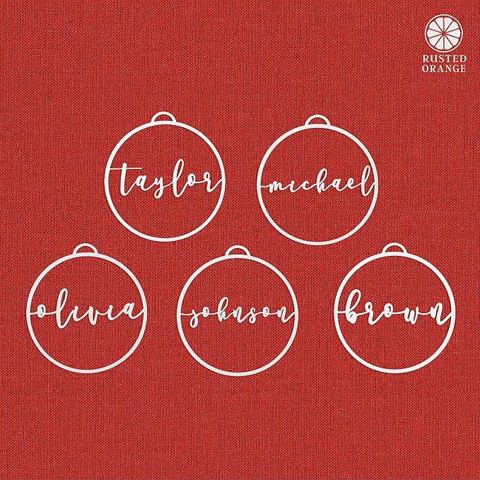 Minimalist Custom Ornaments (5 Pack; 6 inch) - Personalized Modern Metal Cursive Name Christmas Ornaments for Christmas Tree