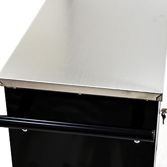 RYH 4/5/6/7 Drawers Rolling Tool Chest -Heavy Duty Mobile Metal Tool Box with Locking Wheels, with Stainless Steel Worktop, Garage Tool Storage Cabinet (Black-Blue, 6-Drawers 30.7 H¡¿25.9 W)