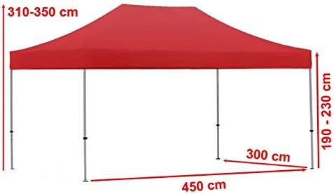 TOOLPORT 10x15 ft PES 800 Pop up canopy PROFESSIONAL Aluminium 1.6 in., Red