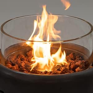 HOMPUS Propane Patio Fire Pit 40,000 BTU 16-inch Round Concrete Gas Fire Pit w Wind Guard,Lava Rocks and Rain Cover,Outside Smokless Firepit for Garden, Deck, Backyard, CSA Certified