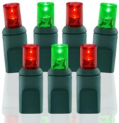 Pro Christmas LED Christmas Lights – 50 Count Wide Angle Conical String Lights – Professional Grade Indoor/Outdoor Commercial Holiday Light Set for Trees, Bushes, & Décor – Red and Green