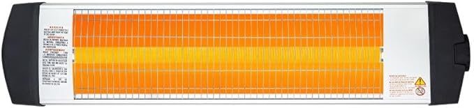 Econat 1500W Infrared Heater, Wall or Ceiling Mount, Indoor/Outdoor Electric Patio Heater, Adjustable Thermostat, Silver