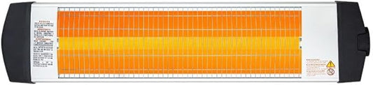 Econat 1500W Infrared Heater, Wall or Ceiling Mount, Indoor/Outdoor Electric Patio Heater, Adjustable Thermostat, Silver