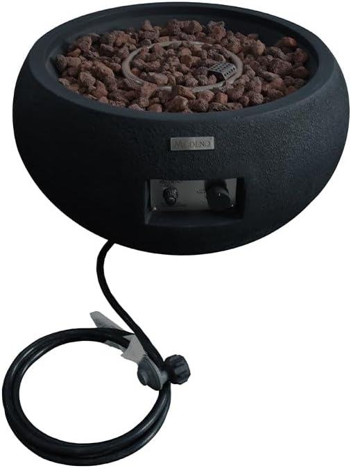 York Fire Table Outdoor Fire Pit 27 x 27 Cast Concrete Firepit Includes Lava Rocks 45,000 BTUs Outdoor Fireplace for Patio Furniture Set, Deck, Porch, Outdoor Heater - Liquid Propane