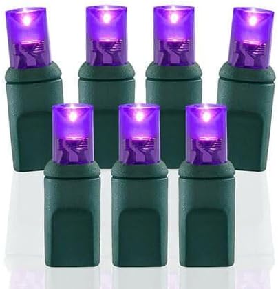 Pro Christmas LED Christmas Lights – 50 Count Wide Angle Conical String Lights – Professional Grade Indoor/Outdoor Commercial Holiday Light Set for Trees, Bushes, & Décor – Purple