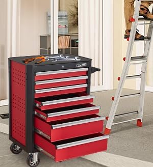 Upgrade 7-Drawer Rolling Tool Chest with Locking Wheels & Drawers, 18.5 D x 27.9 W x 39.5 H Mobile Tool Storage Cabinet, Heavy-Duty Garage Organizer w/Ergonomic Handle