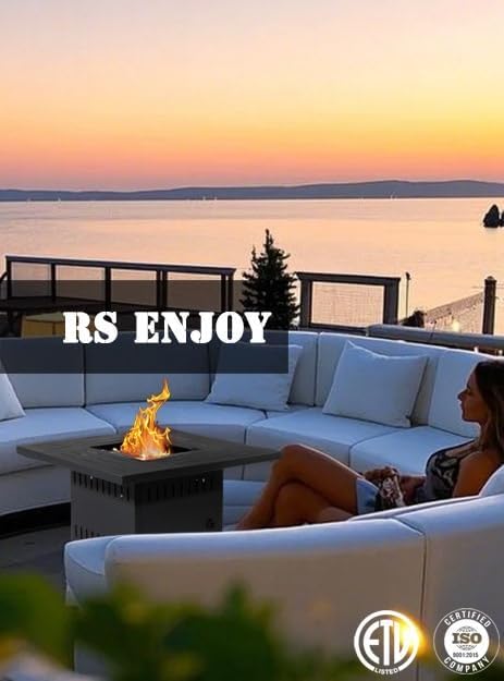30'' Marble Ceramic Round Gas Fire Pit, 50,000 BTU Outdoor Fire Tables, Fire Table with Lid, Add Warmth & Ambience to Gatherings and Parties On Patio Deck Garden Backyard, White Glass Stone.