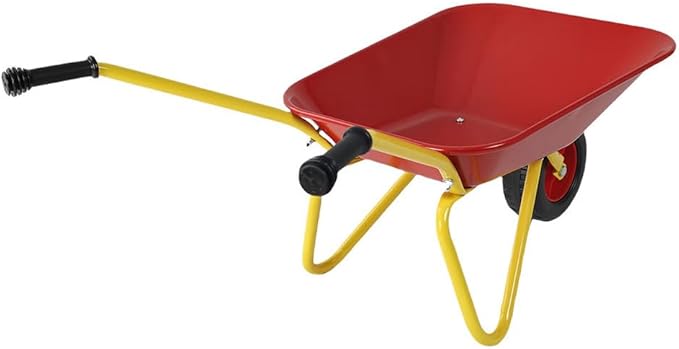 Kids Metal Wheelbarrow, Kids Gardening Tool Set, Garden Toys with Wheelbarrow with Steel Tray Garden Cart on Wheels, Ideal for Outdoor Play, Gardening Fun, Backyard Activities