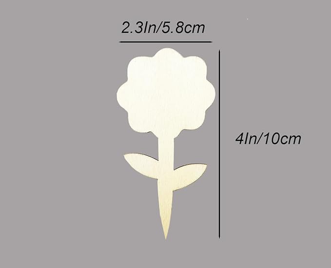 100 Pcs Wood Plant Labels, Natural Wooden Plant Marker Garden Sign Tags, Flower Type Garden Markers for Succulents, Herbs, Seedlings, Potted, Flowers, Vegetables (Flower)