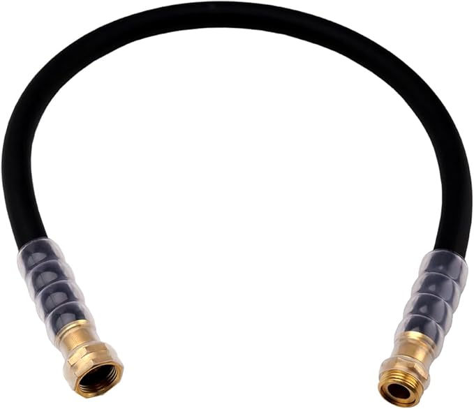 Heavy Duty Premium Garden Hose 3ft x 5/8, 300PSI Working, 1000PSI Burst, Hybrid Rubber Water Hose with Transparent Swivel Handle - Hot/Cold Water - Five Layered Braiding with Brass fittings (Black)