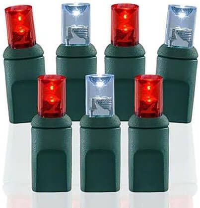 Pro Christmas LED Christmas Lights – 50 Count Wide Angle Conical String Lights – Professional Grade Indoor/Outdoor Commercial Holiday Light Set for Trees, Bushes, & Décor – Pure White and Red