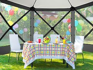 COBIZI 12x12ft Pop up Gazebo on Clearance Screen Canopy Tent for Camping, Camping Outdoor Screened Gazebo with Sidewalls, Portable Hub with Carrying Bag and Ground Stakes, Grey(Upgraded 2.0)