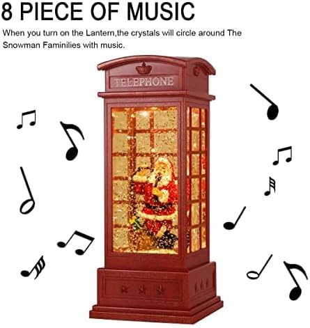 Christmas Snow Globe Lantern Christmas Decorations, Xmas Gifts Christma Vintage Home Decor Indoor,Sparkling with Music 6H Timer, Holiday Party Gifts (Santa Claus)