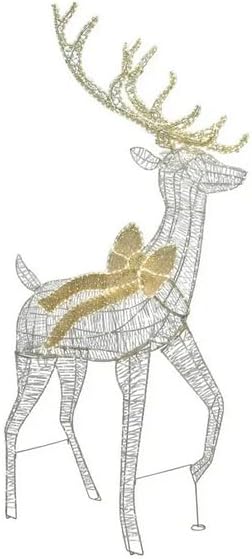 7ft Pre-Lit Twinkling Buck with 1,608 Warm White LED Lights, Outdoor/Indoor Christmas Reindeer Yard Decoration with Bow & Antlers