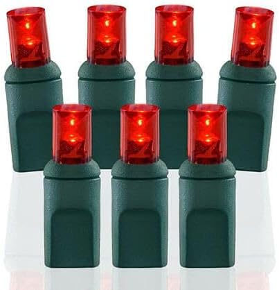 Pro Christmas LED Christmas Lights - 50 Count Wide Angle Conical String Lights - Professional Grade Indoor/Outdoor Commercial Holiday Light Set for Trees, Bushes, & Décor - Red