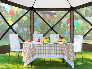 COBIZI 12x12ft Pop up Canopy Tent Gazebo on Clearance Screen Tent, Outdoor Screened Gazebo with Sidewalls, Portable Screen House for Camping with Carrying Bag and Ground Stakes, Brown(Upgraded 2.0)
