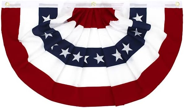 Flaglink 1.5x3Ft American Pleated Fan Flag Width Approx 90cm - US Patriotic Half Fan Bunting Flag 6 PACK