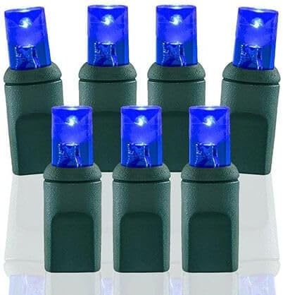 Pro Christmas LED Christmas Lights – 50 Count Wide Angle Conical String Lights – Professional Grade Indoor/Outdoor Commercial Holiday Light Set for Trees, Bushes, & Décor – Blue