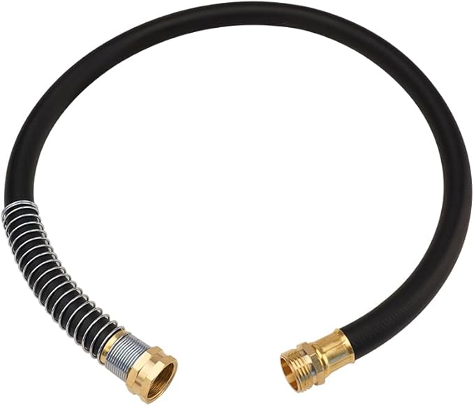 WiseFlow Garden Hose 3FT x 5/8, Heavy Duty Rubber Hose, Water Hose with Five Layered Braiding, Male Female Fittings, 1000PSI Burst, 300PSI Working (Black)