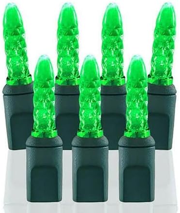 Pro Christmas M5 LED Holiday Lights - 100 Bulbs, 33.3ft - Professional Grade Indoor Outdoor Diamond Cut Sparkle Light Strings for Home Decorations and Christmas Trees - Green