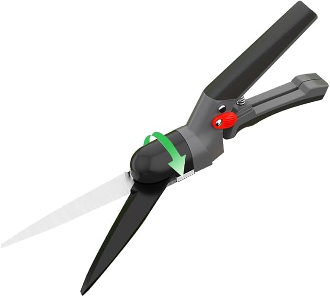Grass Shears, 340¡Æ Swivel Stainless Steel Blades, Sharp Handheld Gardening Clippers Plant Tools Cutting Scissors, Multi-Purpose Lawn Edging Trimmer Shears for Garden Grass