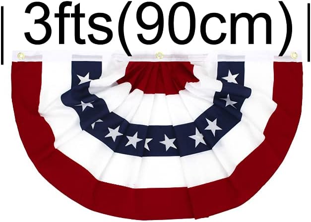 Flaglink 1.5x3Ft American Pleated Fan Flag Width Approx 90cm - US Patriotic Half Fan Bunting Flag 6 PACK