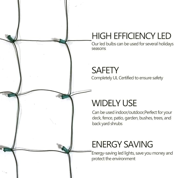 HISHINY Halloween Lights Outdoor,100LED 5ftx5ft Net Lights with Connectable, Waterproof,UL Certified and Durable Green Wire Design for Bushes,Trees,Halloween Decorations Outdoor(Purple&Orange)
