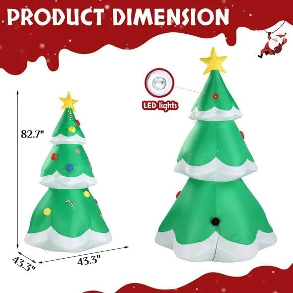 6.9 FT Lighted Christmas Inflatable Decoration, Inflatable Christmas Tree, Blow Up Yard Decorations with Built-in LED Lights for Holiday Party Front Yard Lawn Garden Decor
